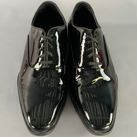 SUITSUPPLY Size 8.5 Black Patent Leather Tuxedo Oxford Lace-Up Shoes main image 9